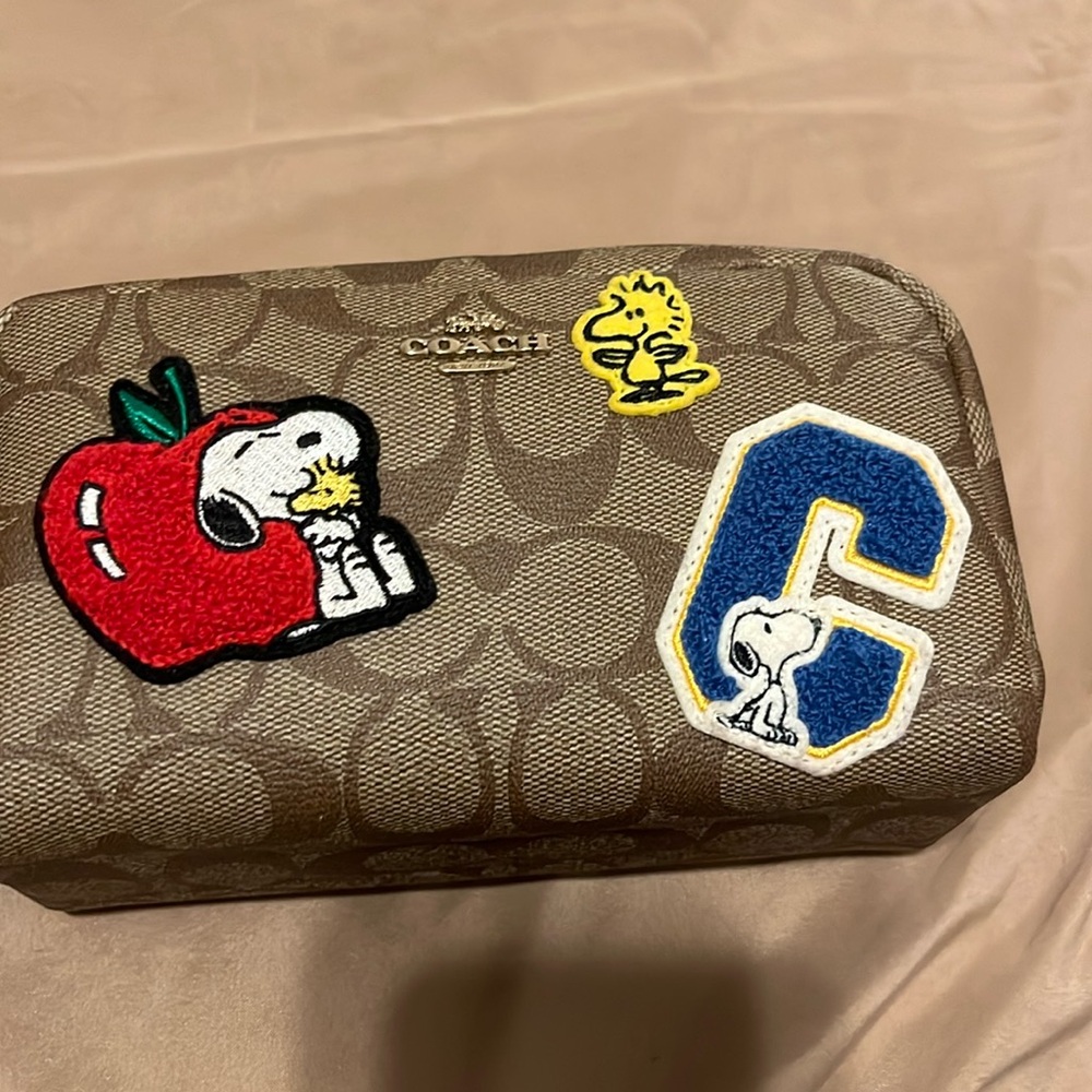 CoachXPeanuts varsity letters cosmetic case